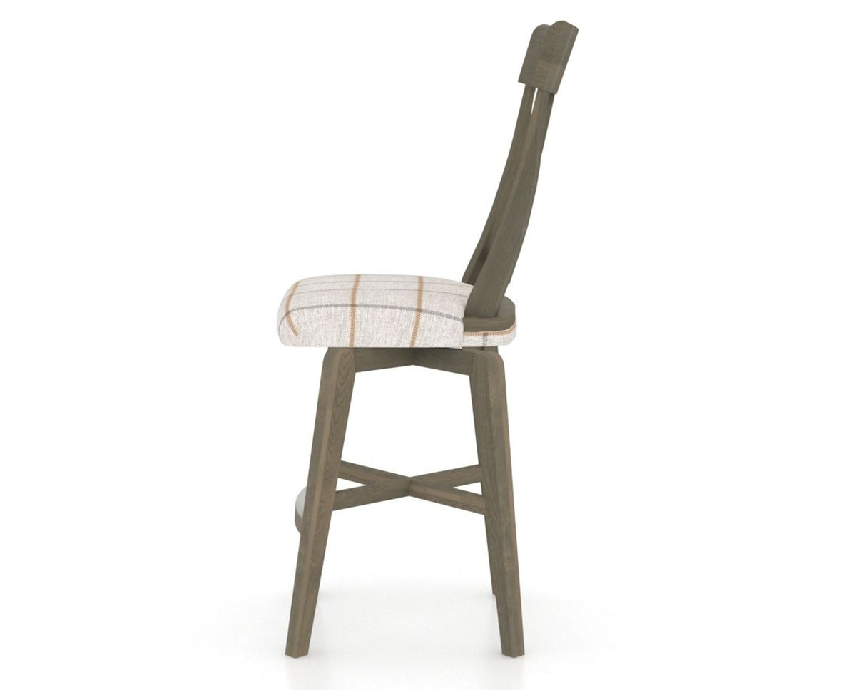 Canadel Swivel Counter Stool 7100 in OZ Fabric and 08 Shadow, side view