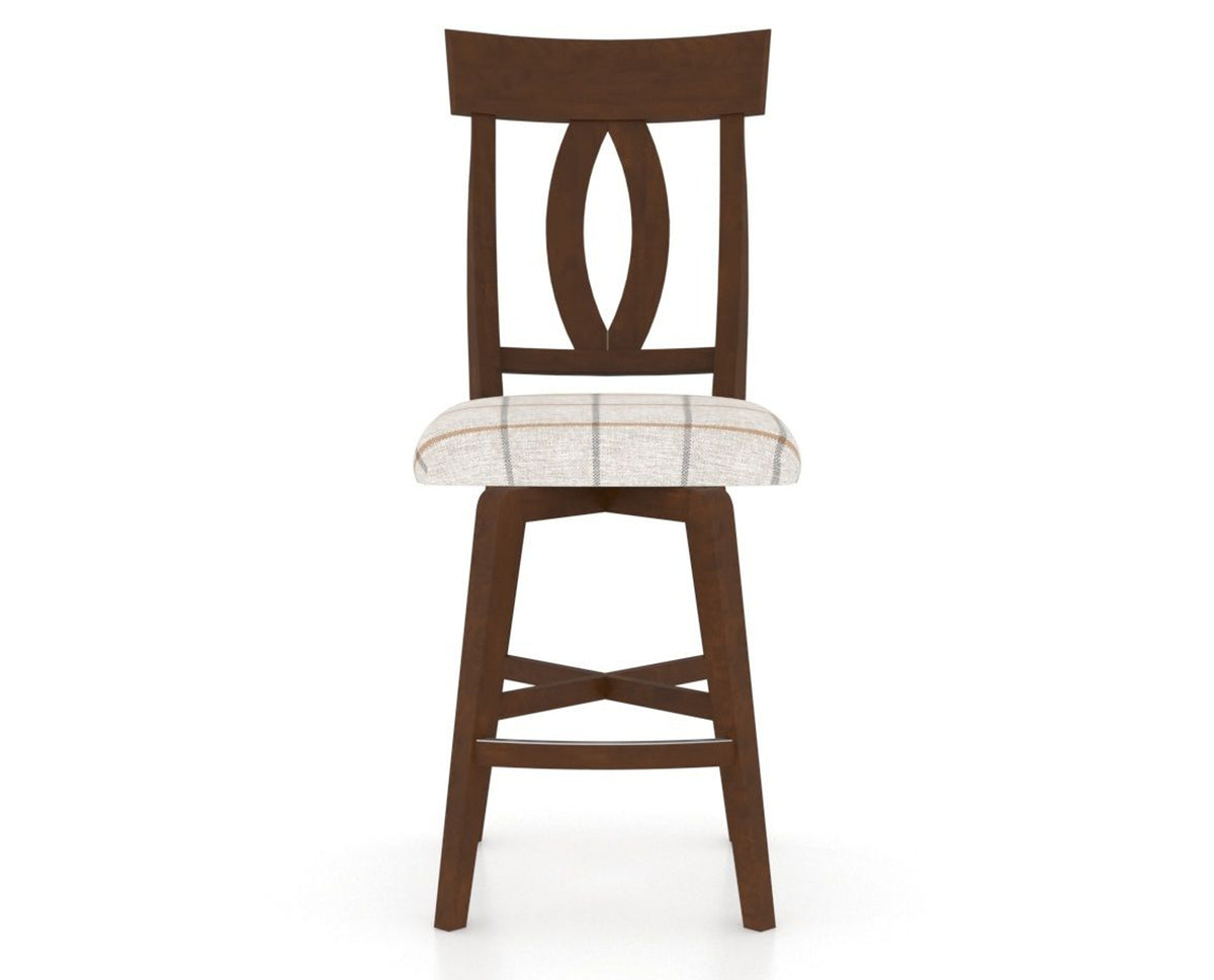 Canadel Swivel Counter Stool 7100 in OZ Fabric and 19 Cognac Washed, front view