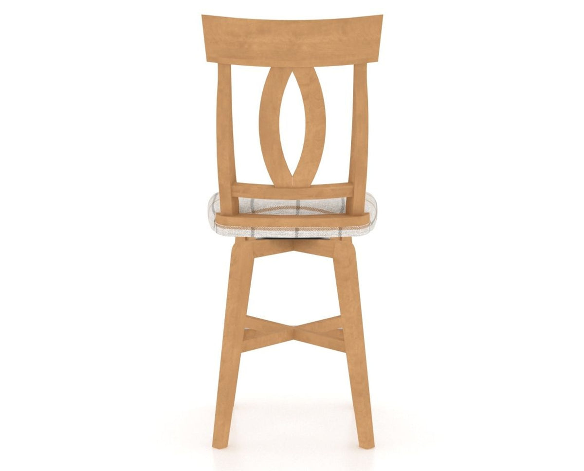 Canadel Swivel Counter Stool 7100 in OZ Fabric and 20 Caramel Washed, back view