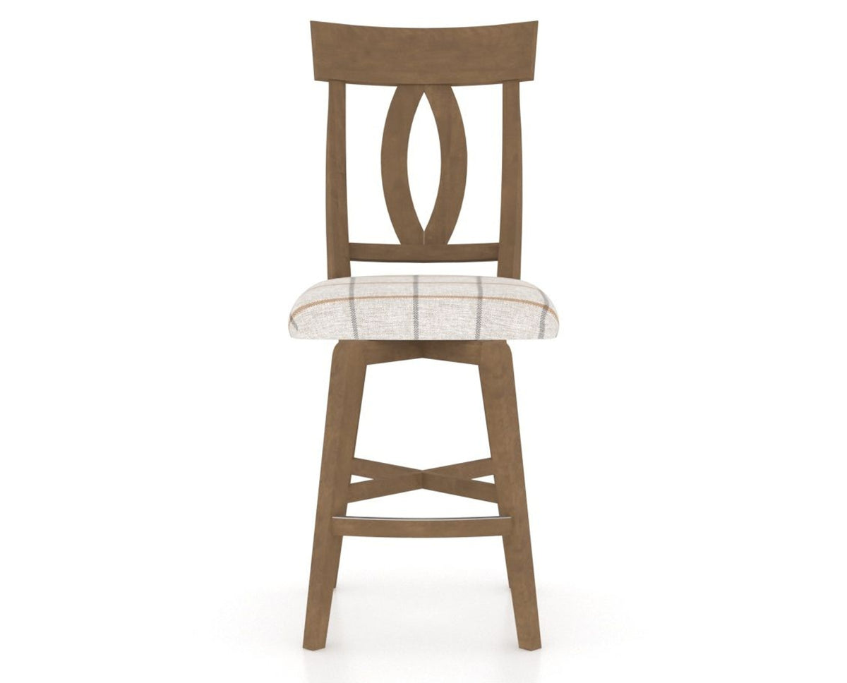 Canadel Swivel Counter Stool 7100 in OZ Fabric and 25 Pecan Washed, front view