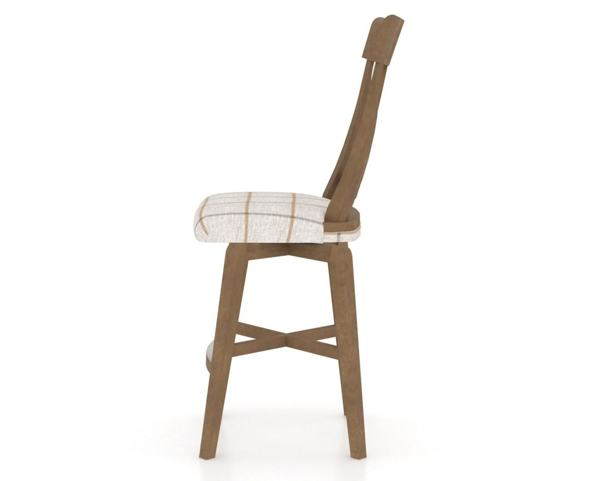 Canadel Swivel Counter Stool 7100 in OZ Fabric and 25 Pecan Washed, side view