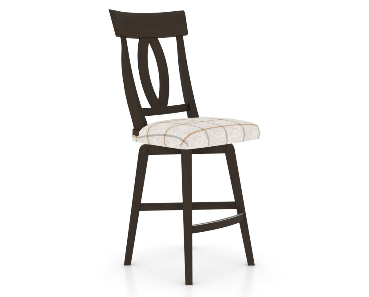 Canadel Swivel Counter Stool 7100 in OZ Fabric and 59 Davy's Grey, three-quarter view