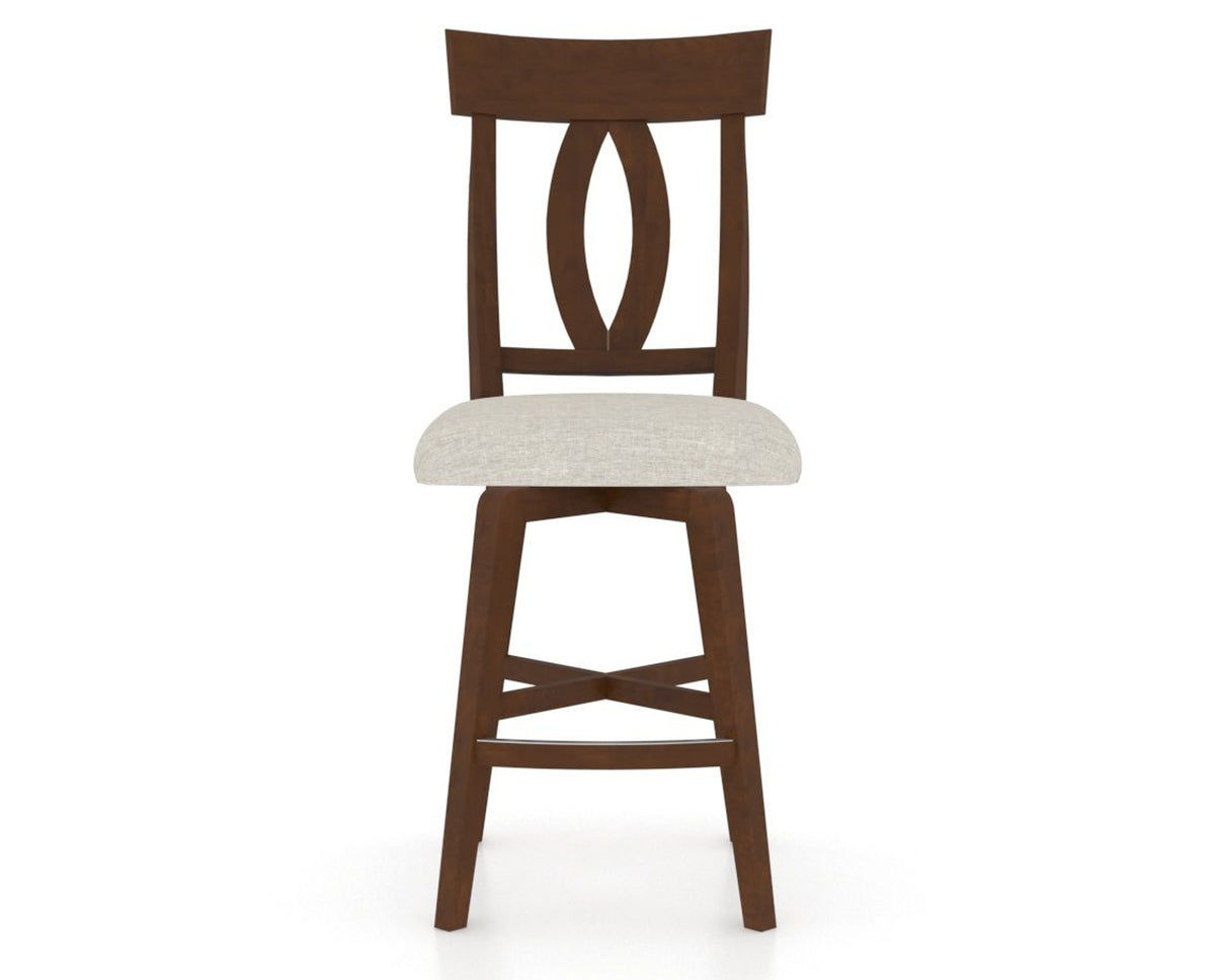 Canadel Swivel Counter Stool 7100 in TB Fabric and 19 Cognac Washed, front view