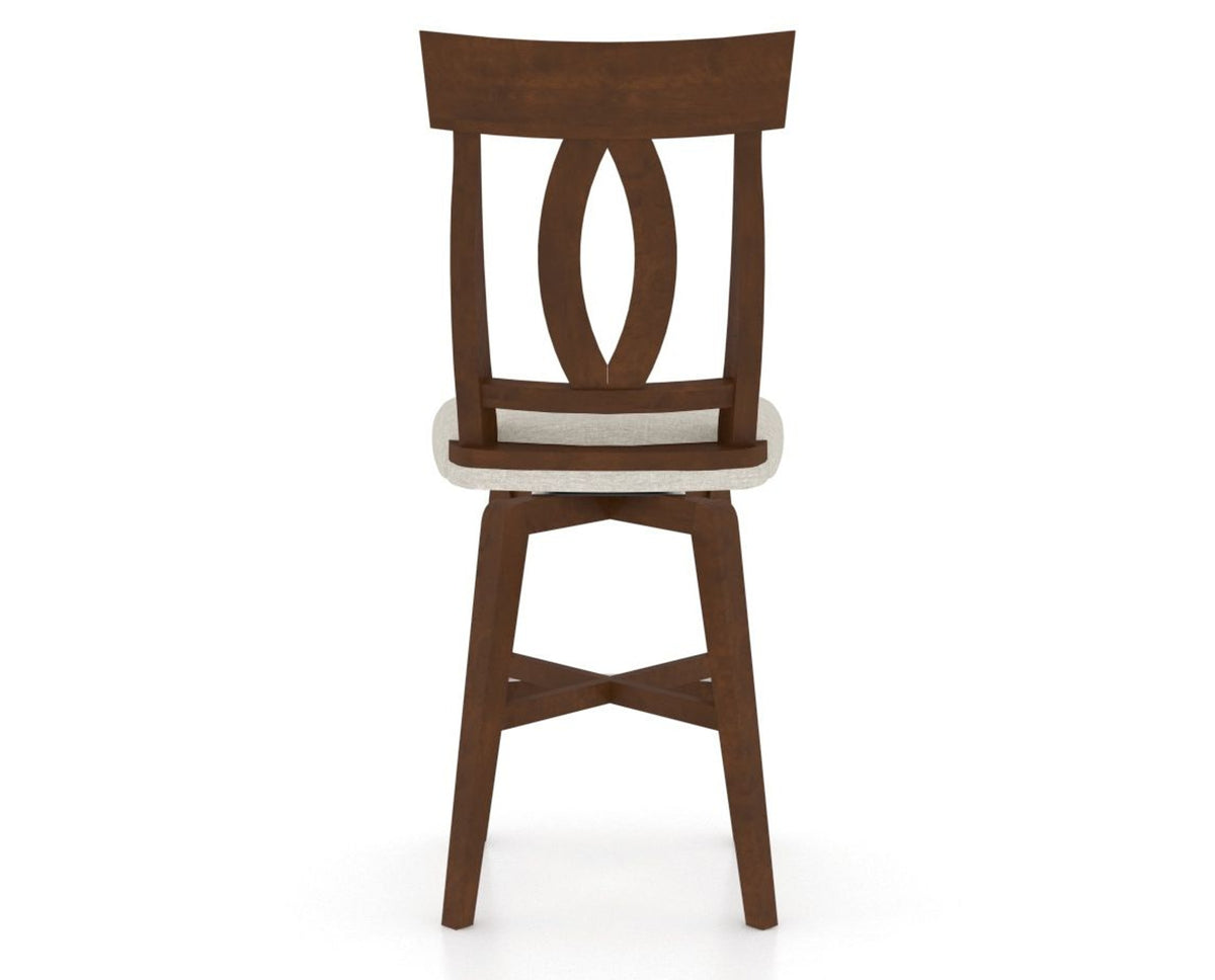Canadel Swivel Counter Stool 7100 in TB Fabric and 19 Cognac Washed, back view