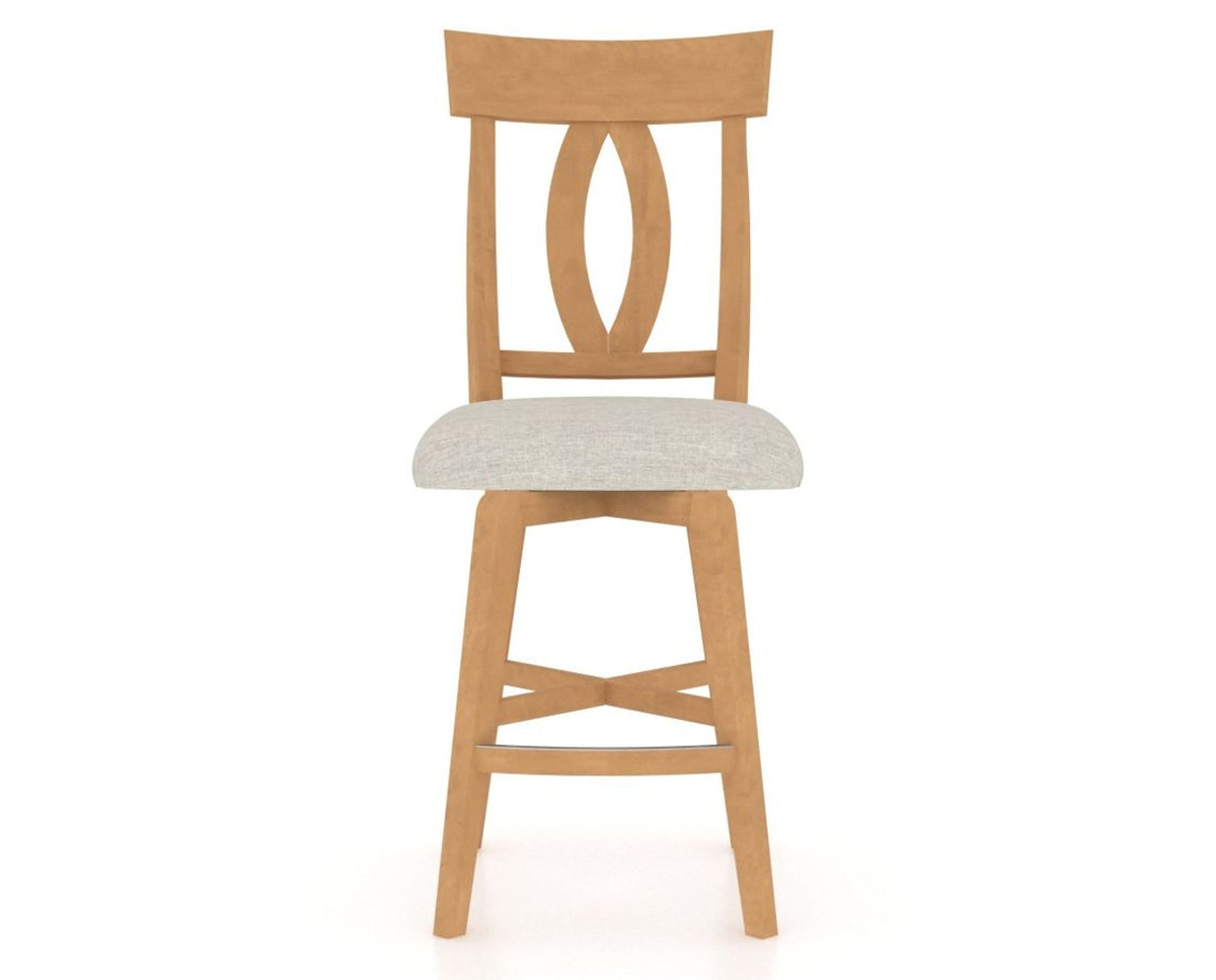 Canadel Swivel Counter Stool 7100 in TB Fabric and 20 Caramel Washed, front view