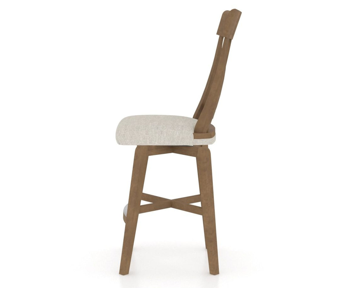 Canadel Swivel Counter Stool 7100 in TB Fabric and 25 Pecan Washed, side view