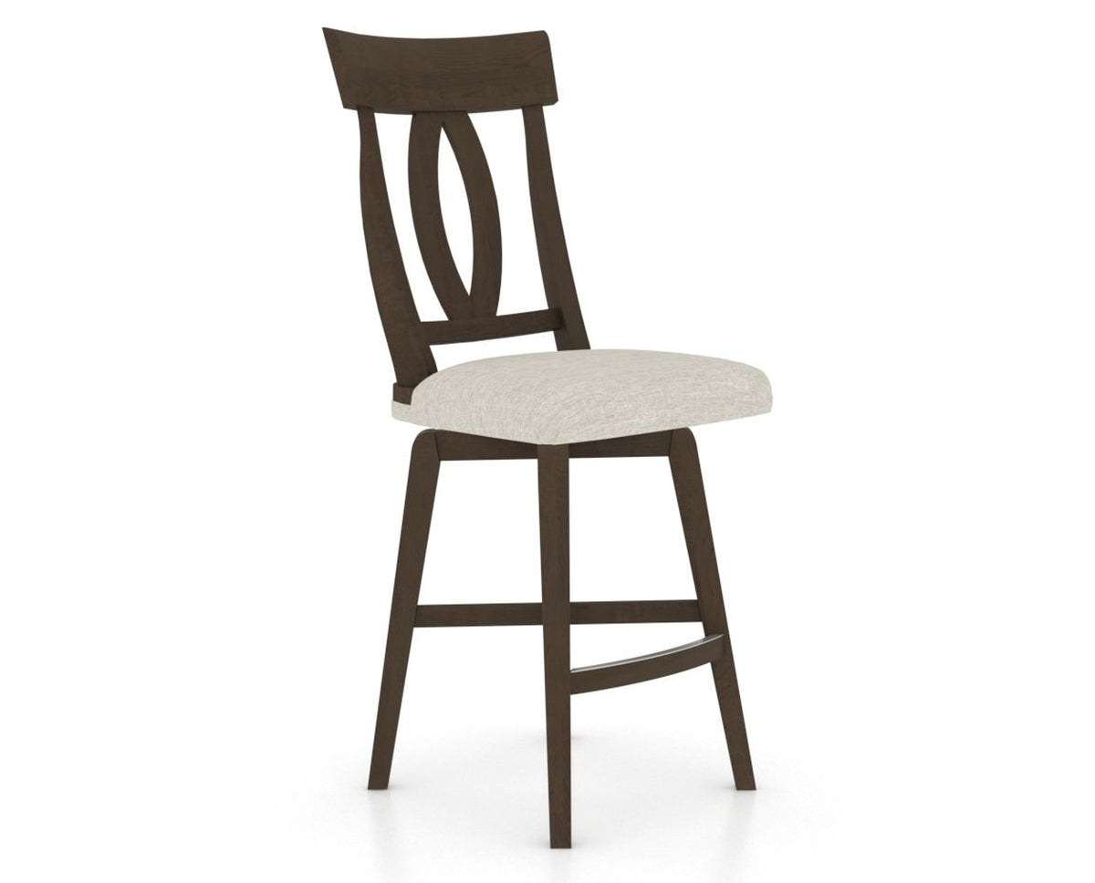 Canadel Swivel Counter Stool 7100 in TB Fabric and 29 Hazelnut Washed, three-quarter view