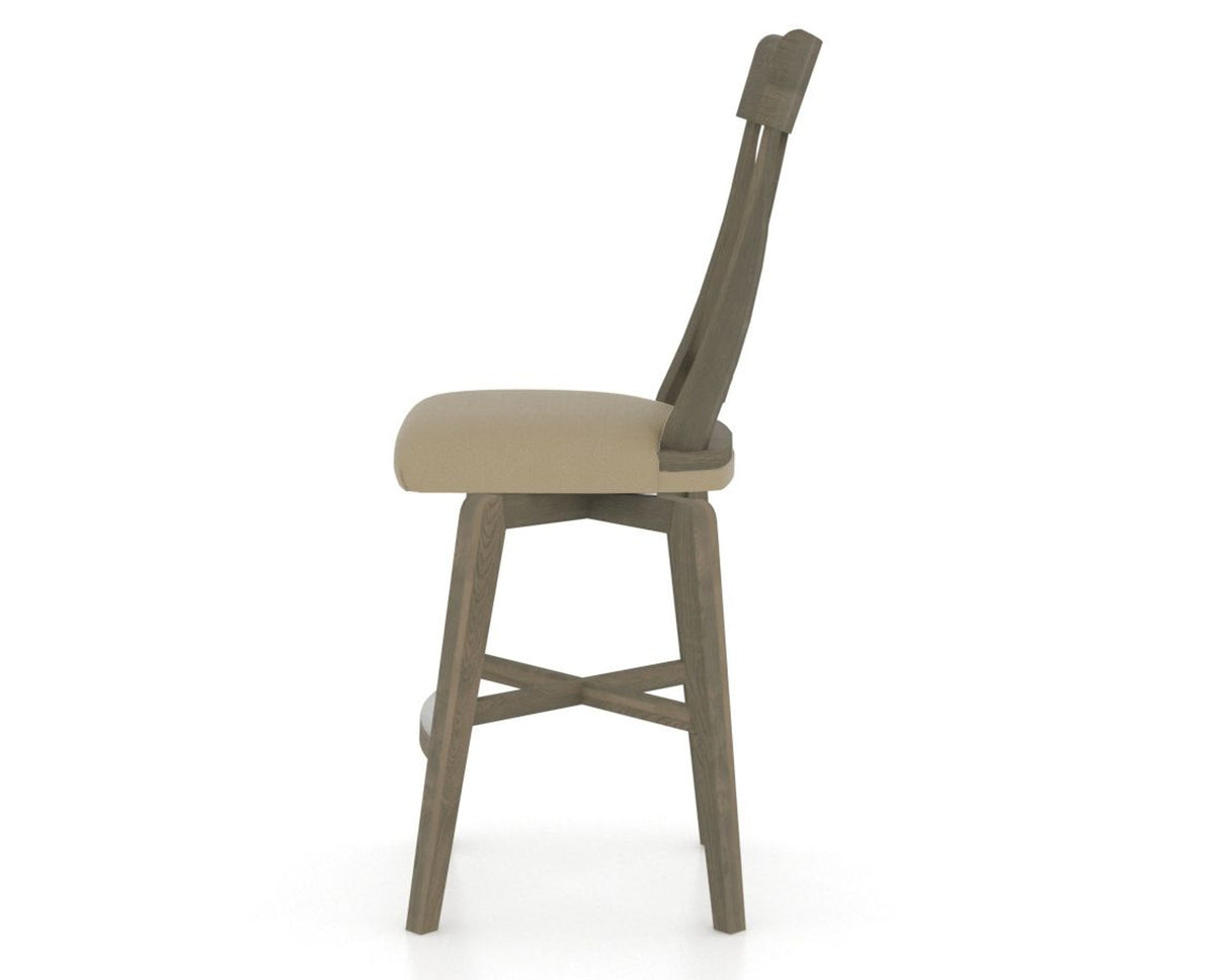 Canadel Swivel Counter Stool 7100 in XY Faux Leather and 08 Shadow, side view