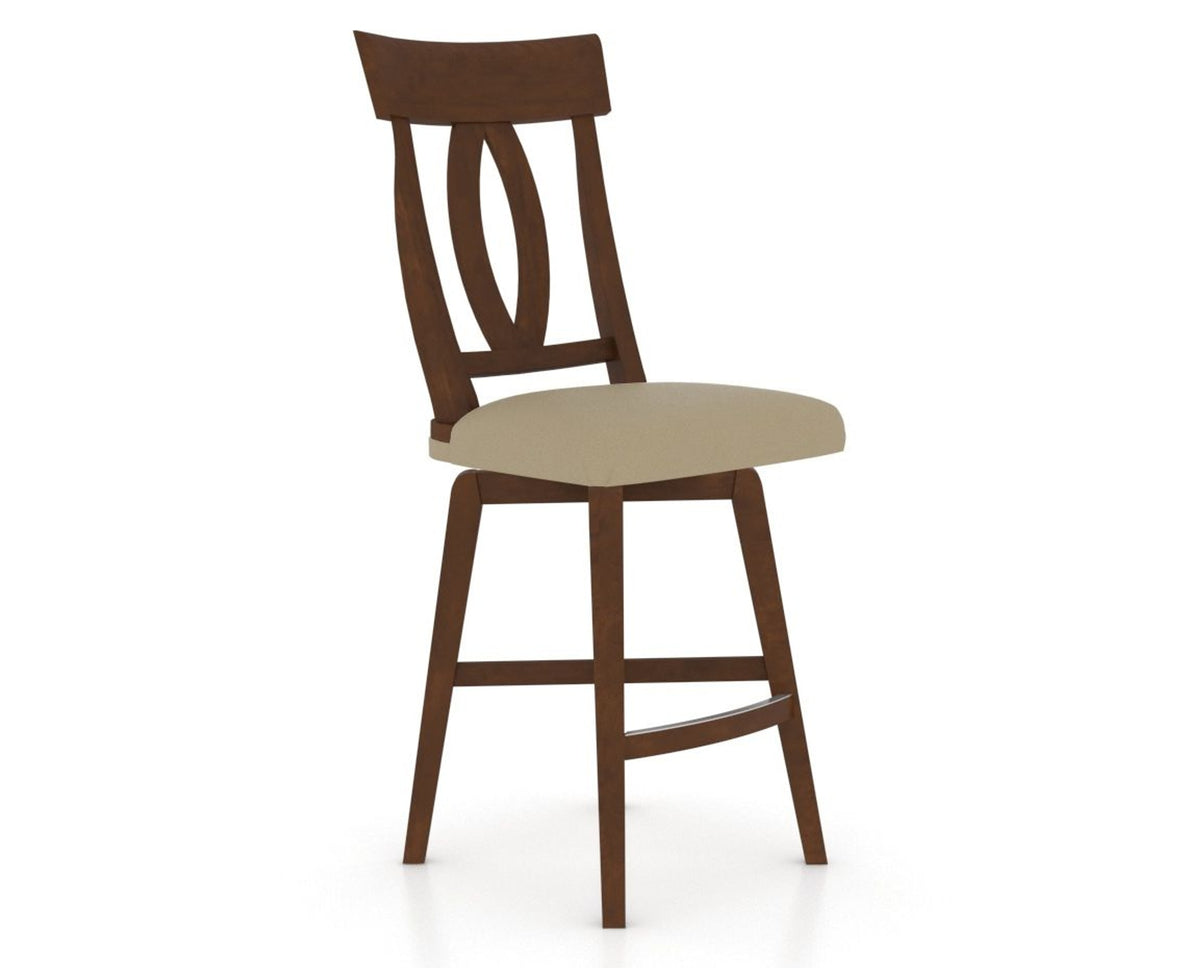 Canadel Swivel Counter Stool 7100 in XY Faux Leather and 19 Cognac Washed, three-quarter view