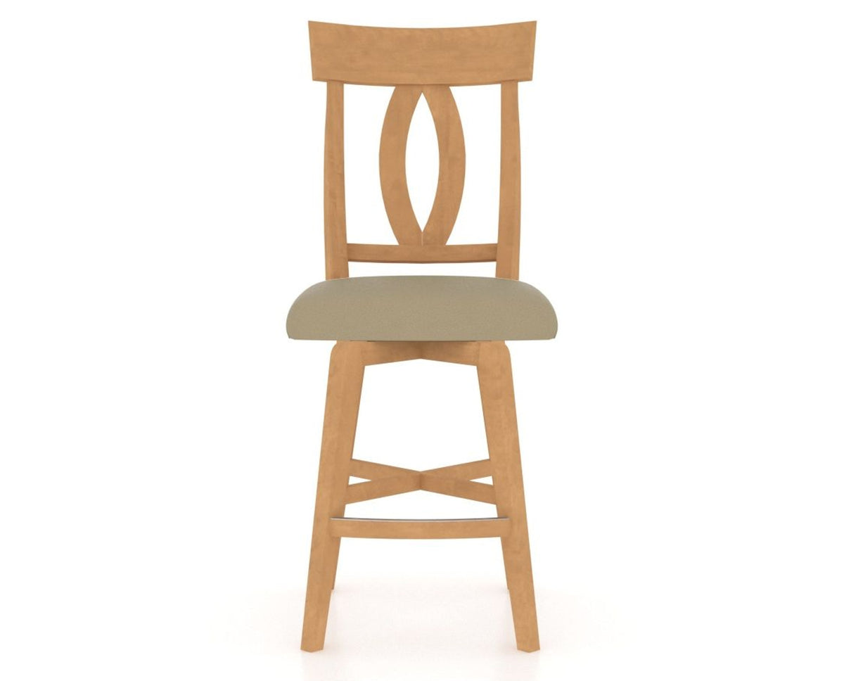 Canadel Swivel Counter Stool 7100 in XY Faux Leather and 20 Caramel Washed, front view