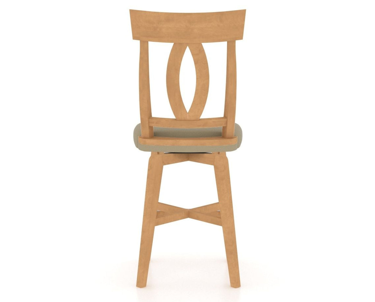 Canadel Swivel Counter Stool 7100 in XY Faux Leather and 20 Caramel Washed, back view