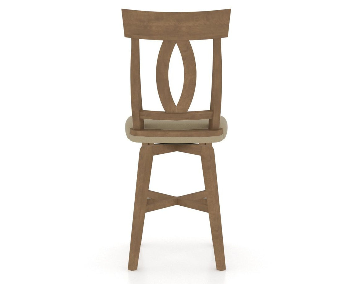 Canadel Swivel Counter Stool 7100 in XY Faux Leather and 25 Pecan Washed, back view