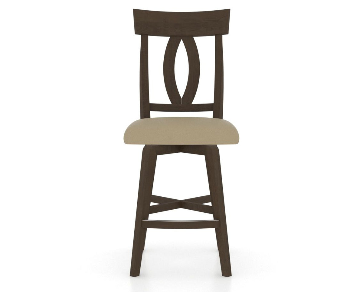 Canadel Swivel Counter Stool 7100 in XY Faux Leather and 29 Hazelnut Washed, front view