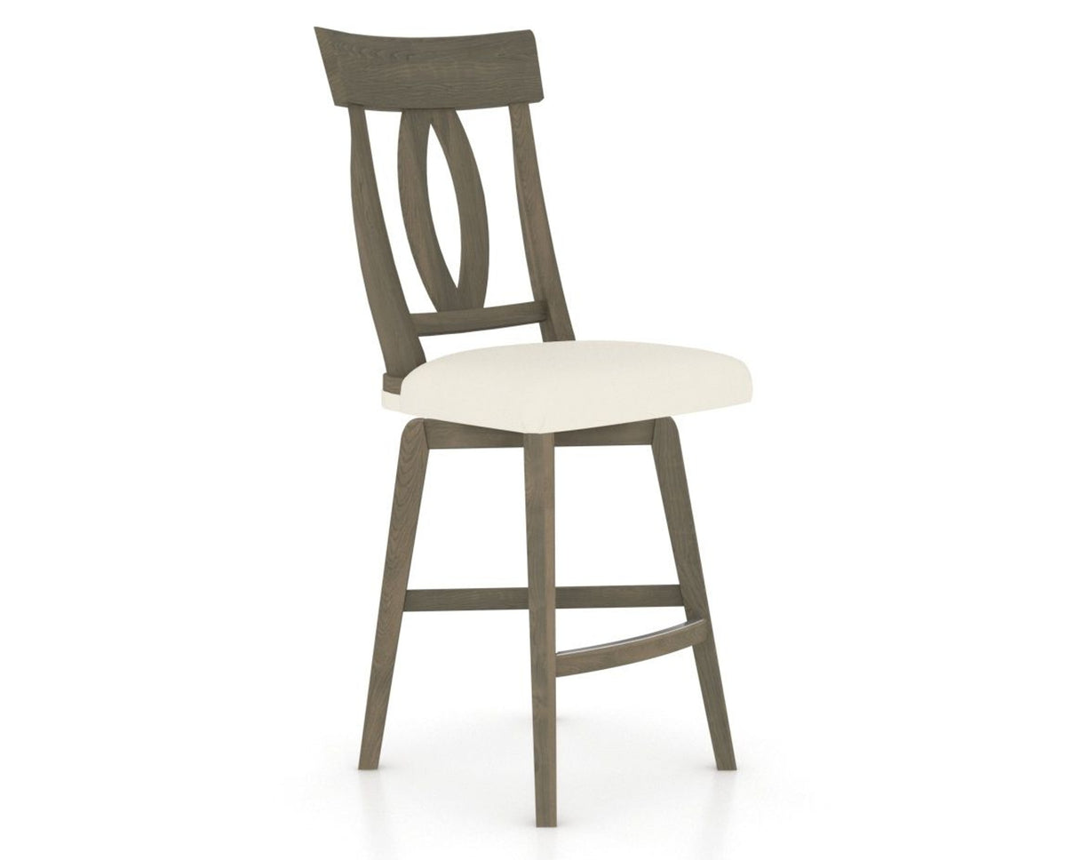 Canadel Swivel Counter Stool 7100 in YJ Faux Leather and 08 Shadow, three-quarter view