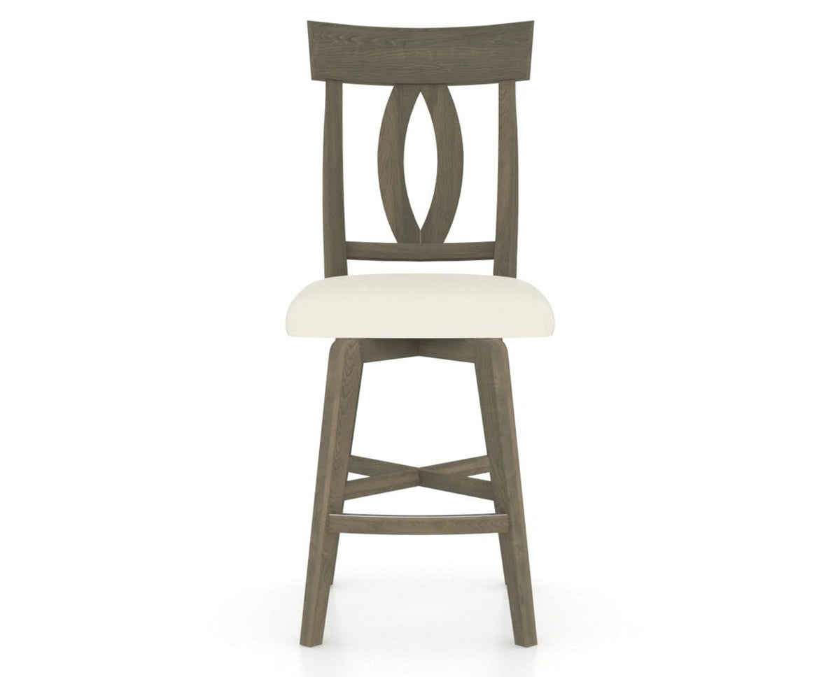 Canadel Swivel Counter Stool 7100 in YJ Faux Leather and 08 Shadow, front view