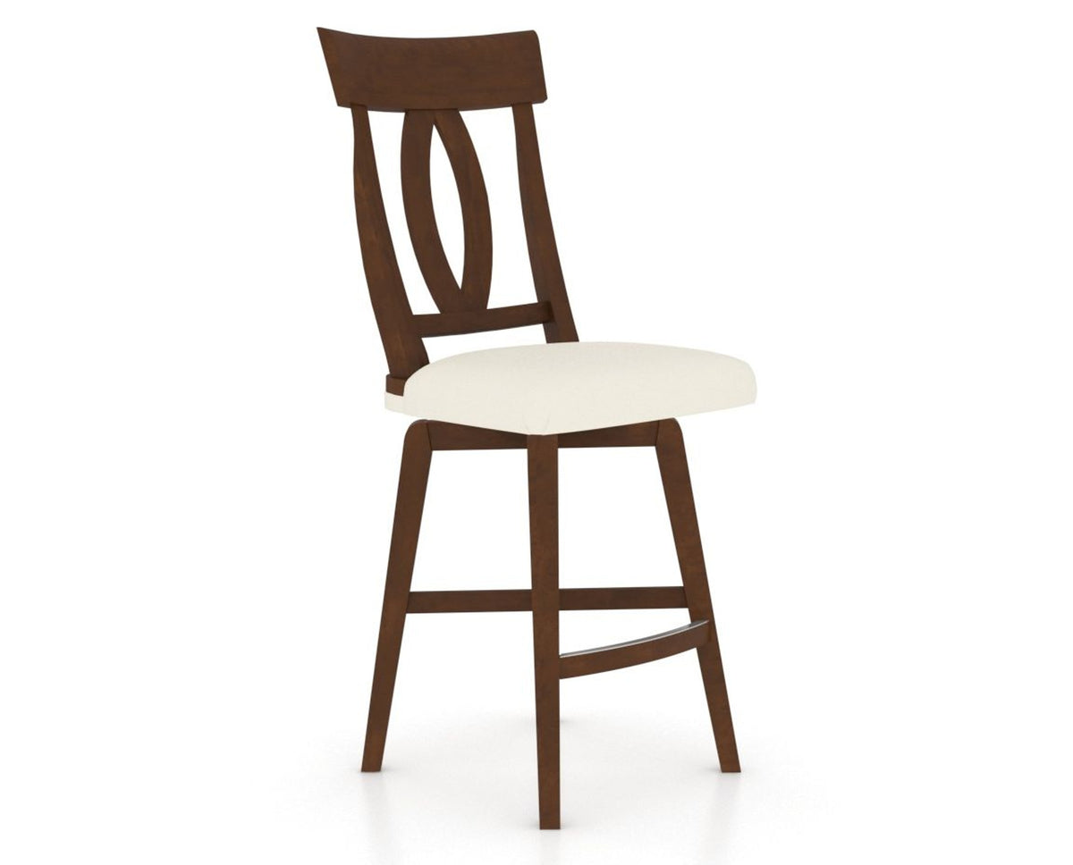 Canadel Swivel Counter Stool 7100 in YJ Faux Leather and 19 Cognac Washed, three-quarter view