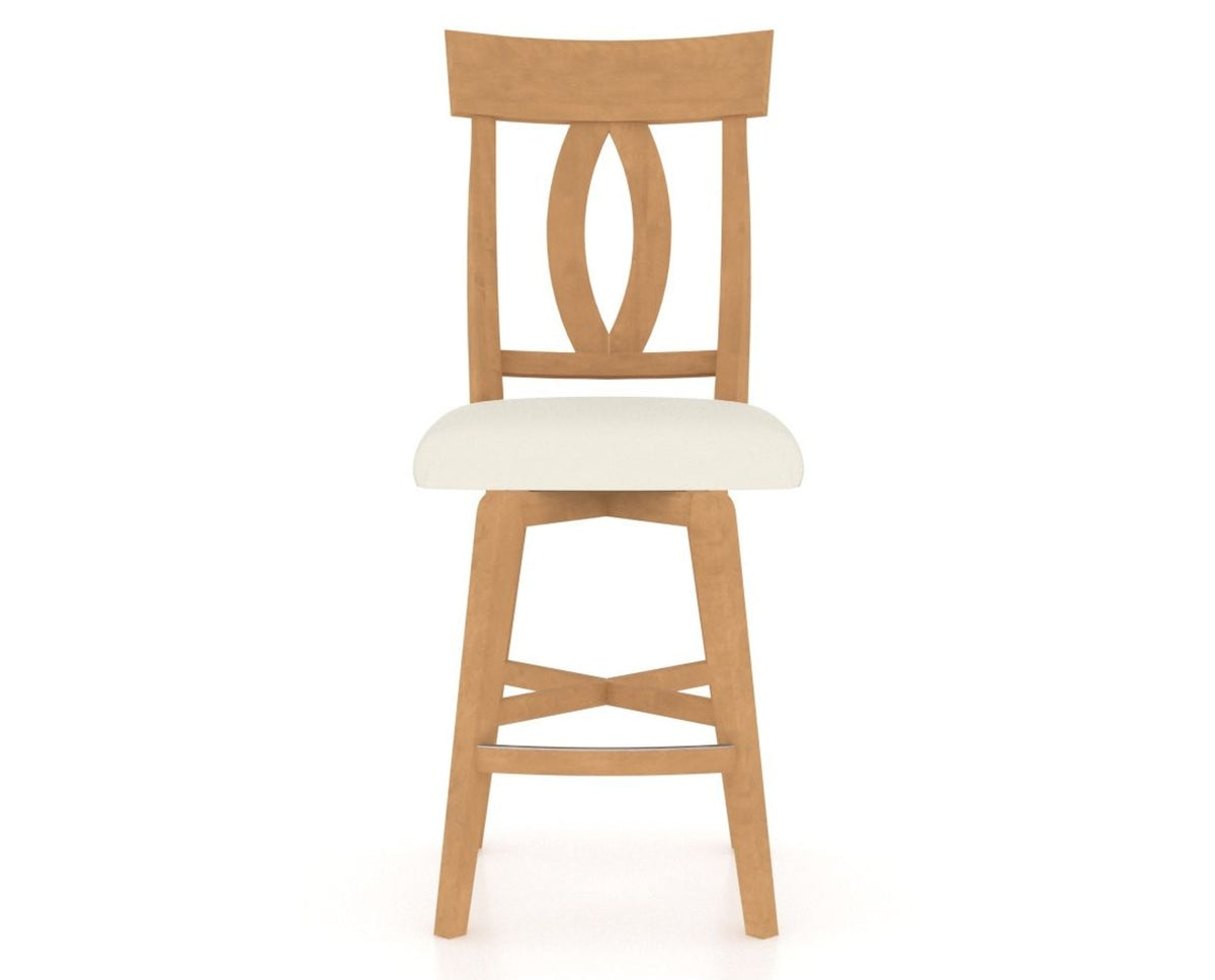 Canadel Swivel Counter Stool 7100 in YJ Faux Leather and 20 Caramel Washed, front view