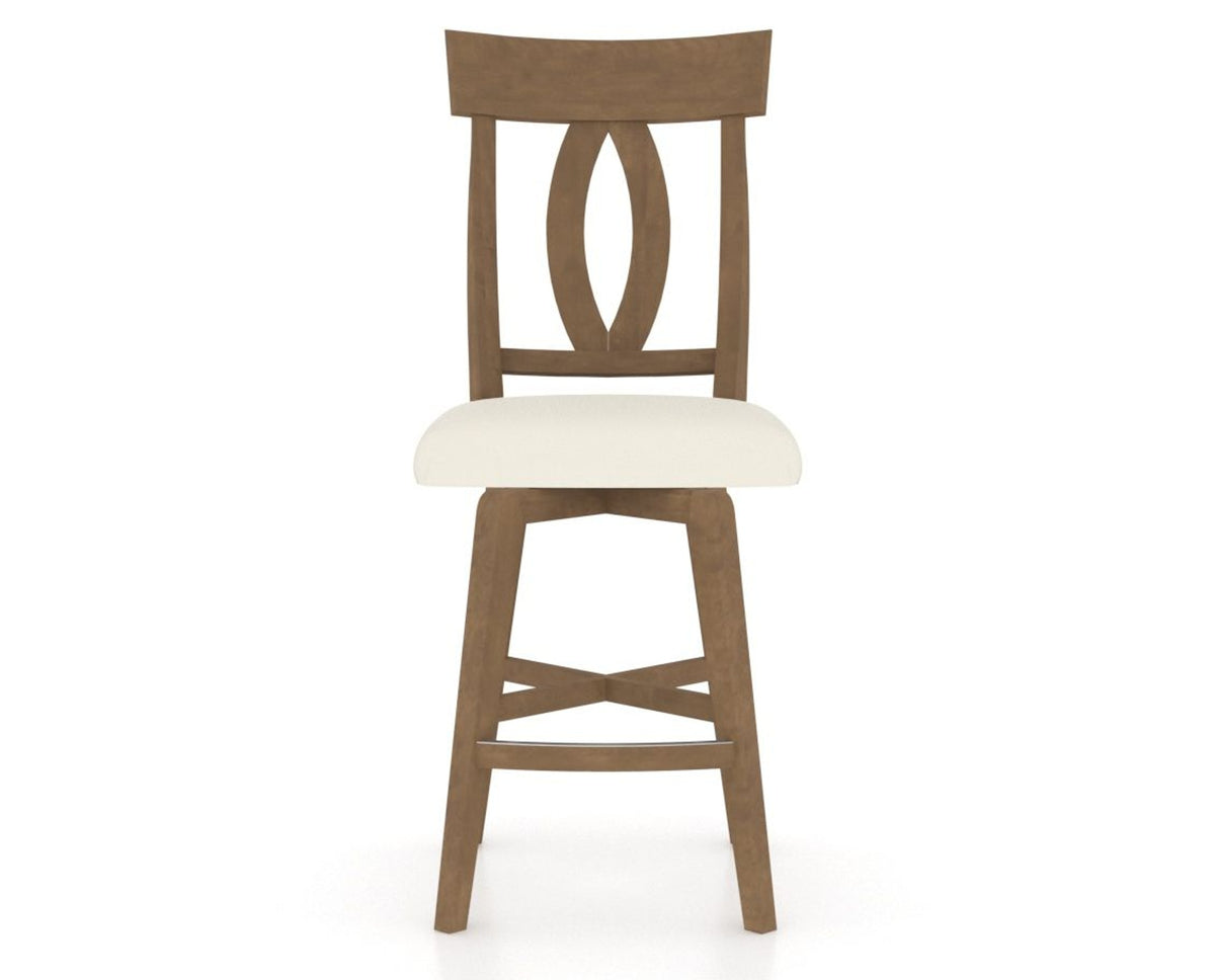 Canadel Swivel Counter Stool 7100 in YJ Faux Leather and 25 Pecan Washed, front view