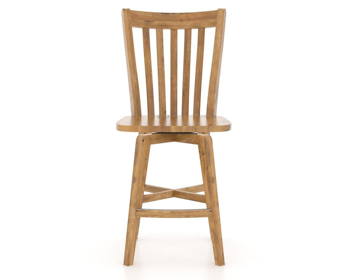 Canadel Champlain Swivel Counter Stool 7119 in Wood Seat and 01 Honey Washed, front view