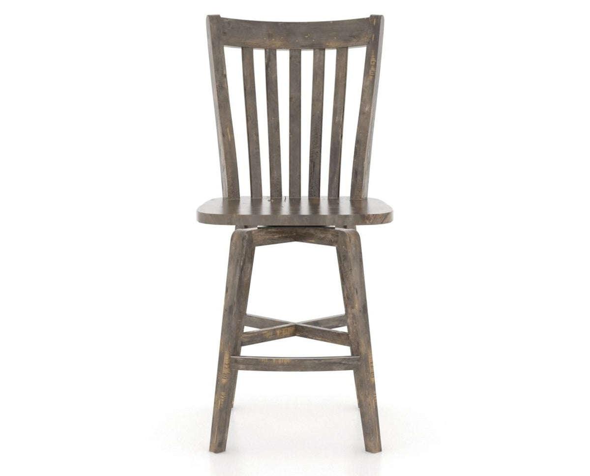 Canadel Champlain Swivel Counter Stool 7119 in Wood Seat and 08 Shadow, front view