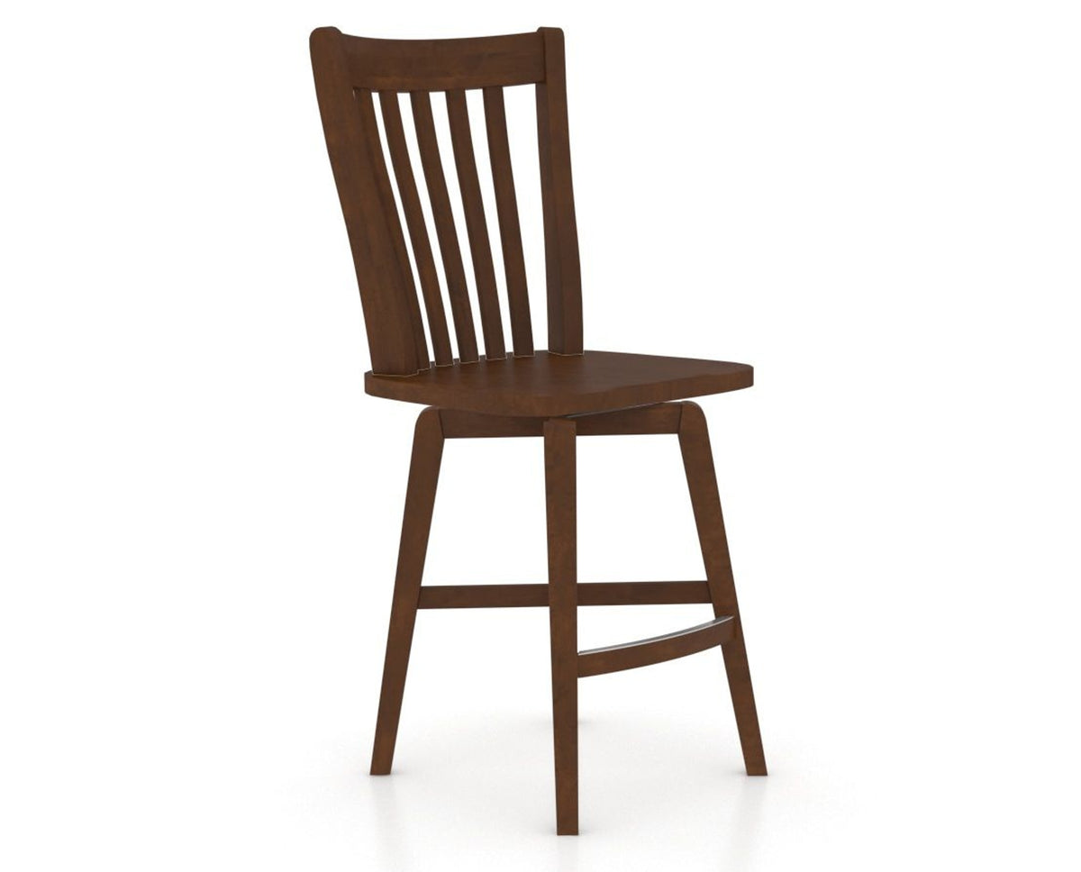 Canadel Swivel Counter Stool 7119 in Wood Seat and 19 Cognac Washed, three-quarter view