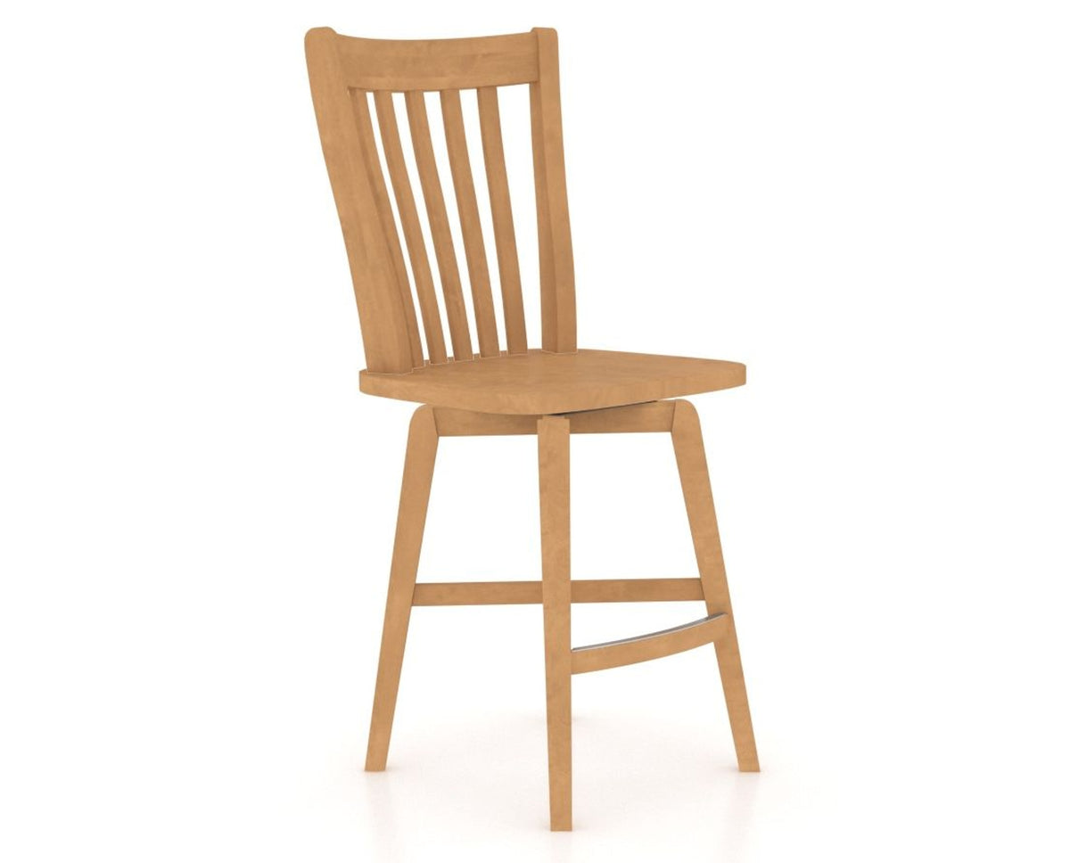 Canadel Swivel Counter Stool 7119 in Wood Seat and 20 Caramel Washed, three-quarter view