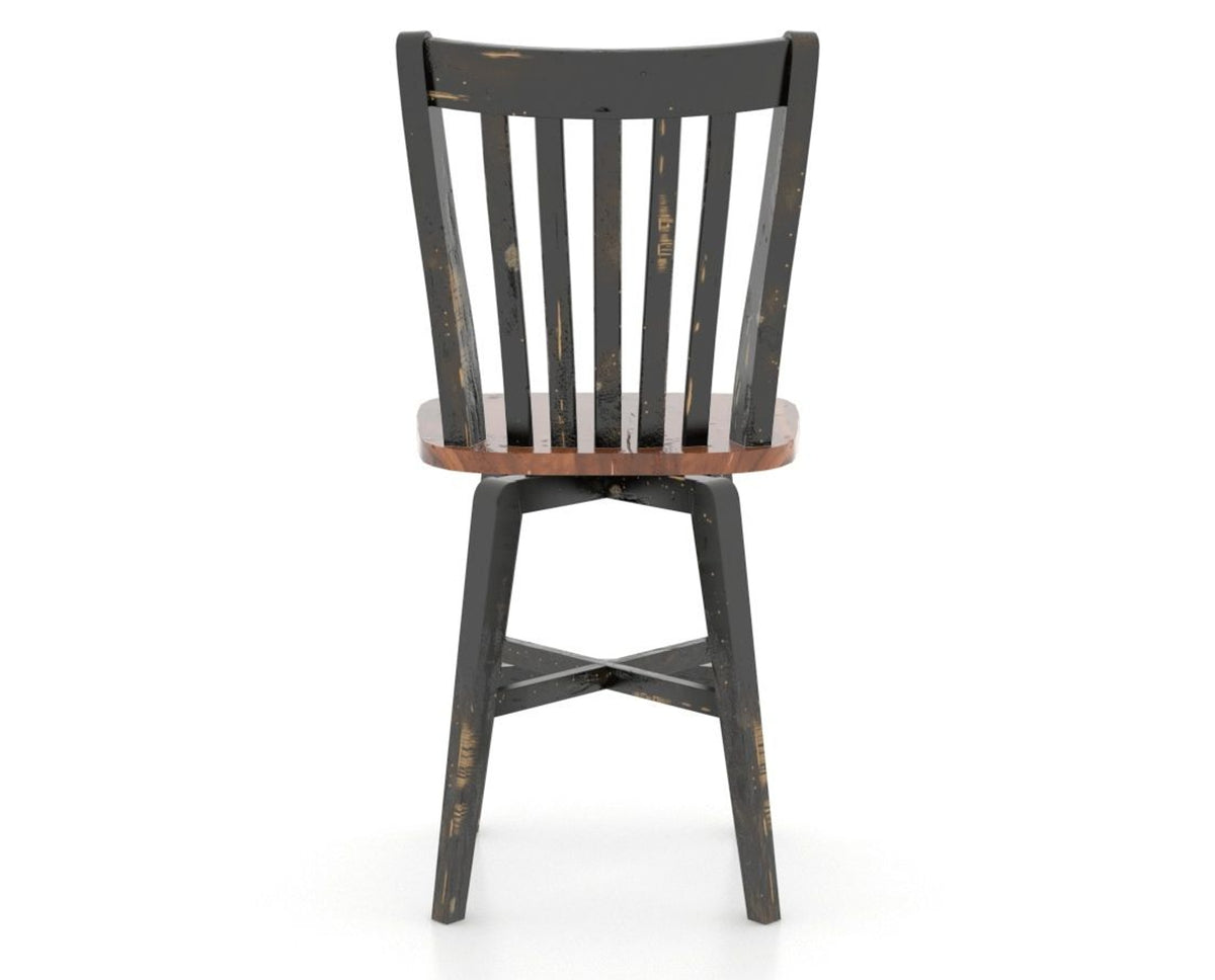 Canadel Champlain Swivel Counter Stool 7119 in Wood Seat and 63 Black / 33 Spice Washed, back view