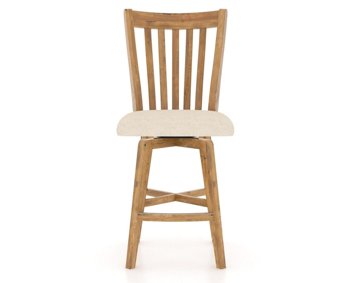 Canadel Champlain Swivel Counter Stool 7119 in 6K Sunbrella® and 01 Honey Washed, front view