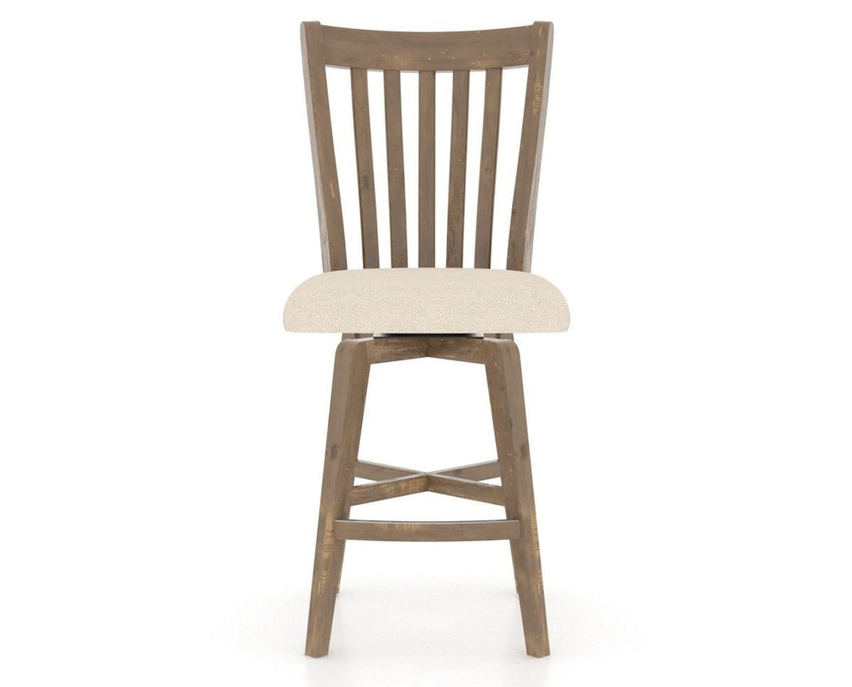 Canadel Champlain Swivel Counter Stool 7119 in 6K Sunbrella® and 25 Pecan Washed, front view