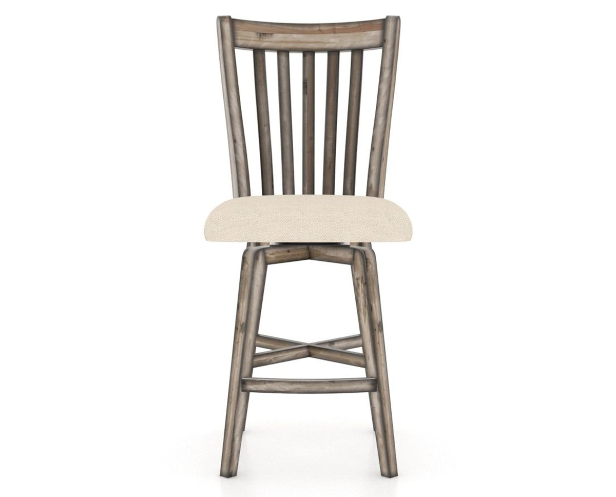 Canadel Champlain Swivel Counter Stool 7119 in 6K Sunbrella® and 72 Heritage Nature, front view