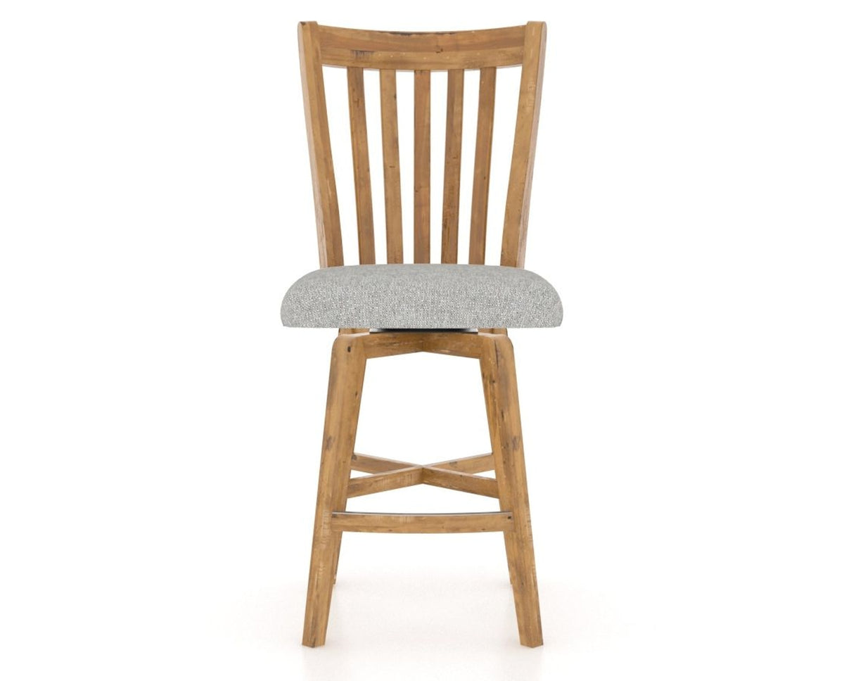 Canadel Champlain Swivel Counter Stool 7119 in 7C Fabric and 01 Honey Washed, front view
