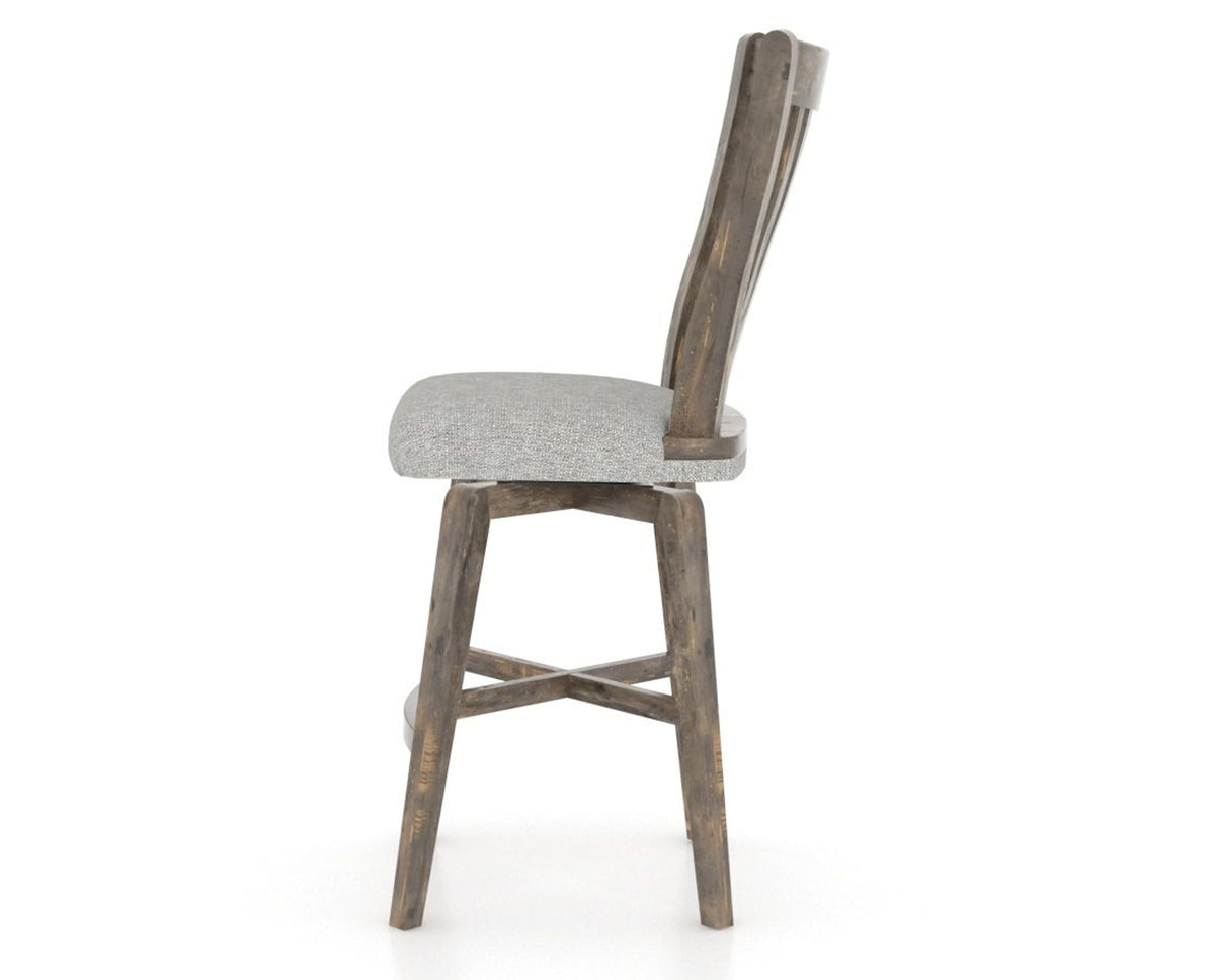 Canadel Champlain Swivel Counter Stool 7119 in 7C Fabric and 08 Shadow, side view