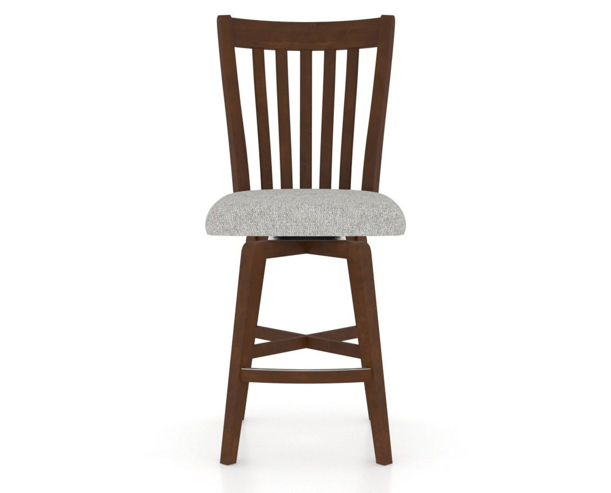 Canadel Swivel Counter Stool 7119 in 7C Fabric and 19 Cognac Washed, front view