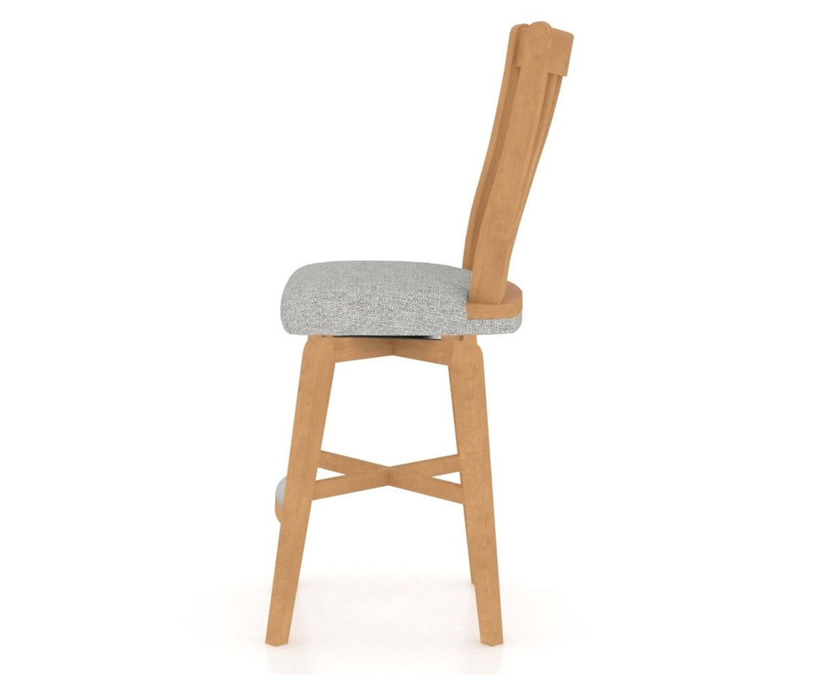 Canadel Swivel Counter Stool 7119 in 7C Fabric and 20 Caramel Washed, side view