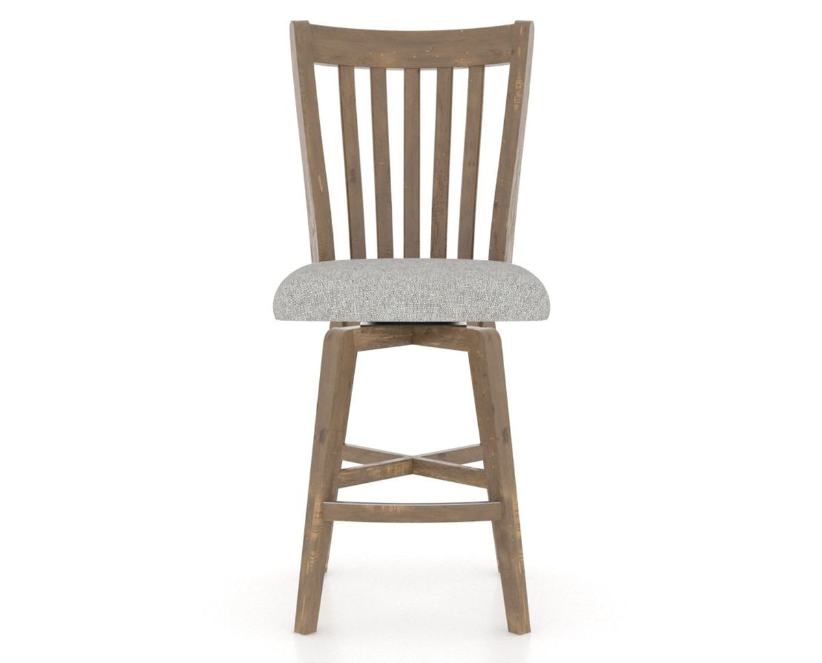 Canadel Champlain Swivel Counter Stool 7119 in 7C Fabric and 25 Pecan Washed, front view