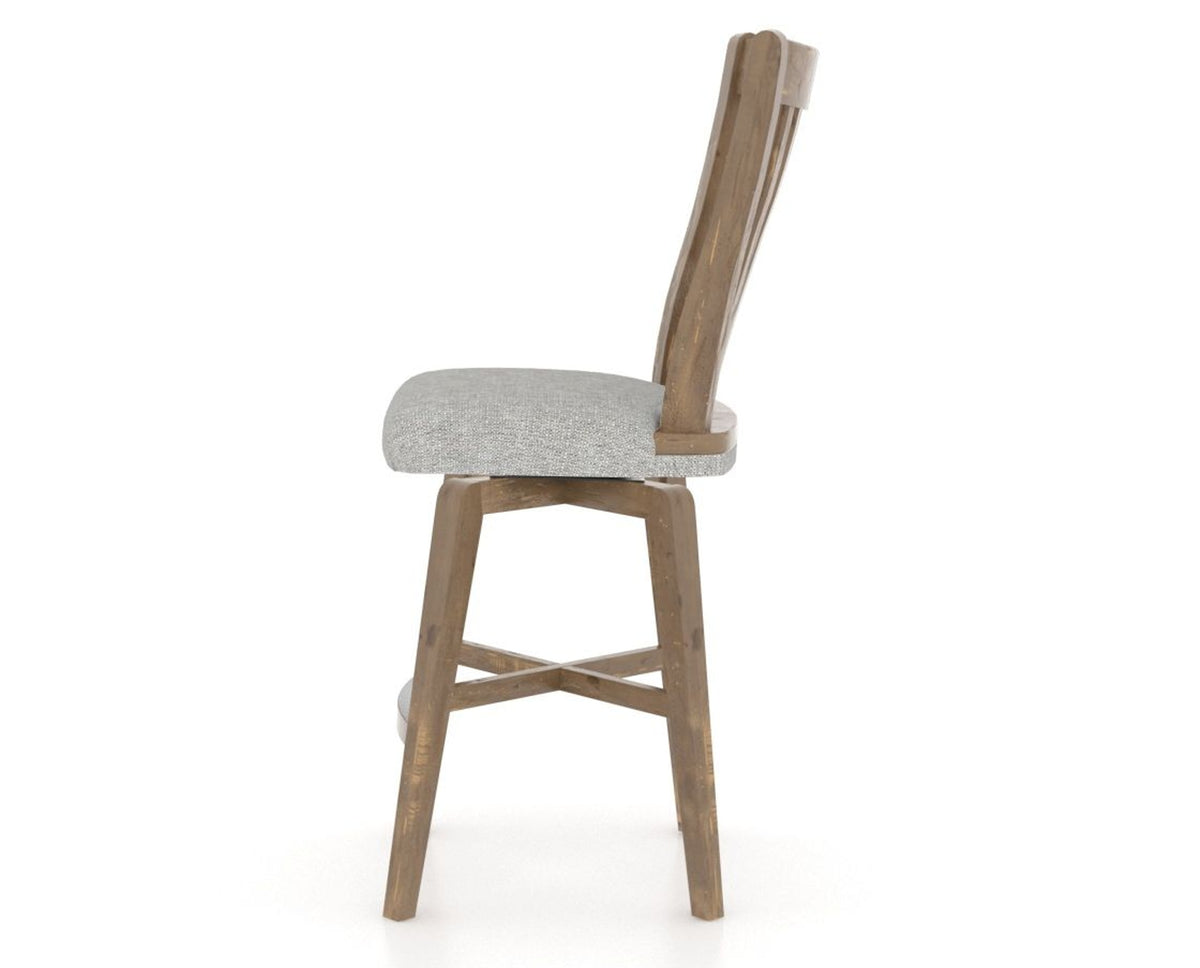 Canadel Champlain Swivel Counter Stool 7119 in 7C Fabric and 25 Pecan Washed, side view