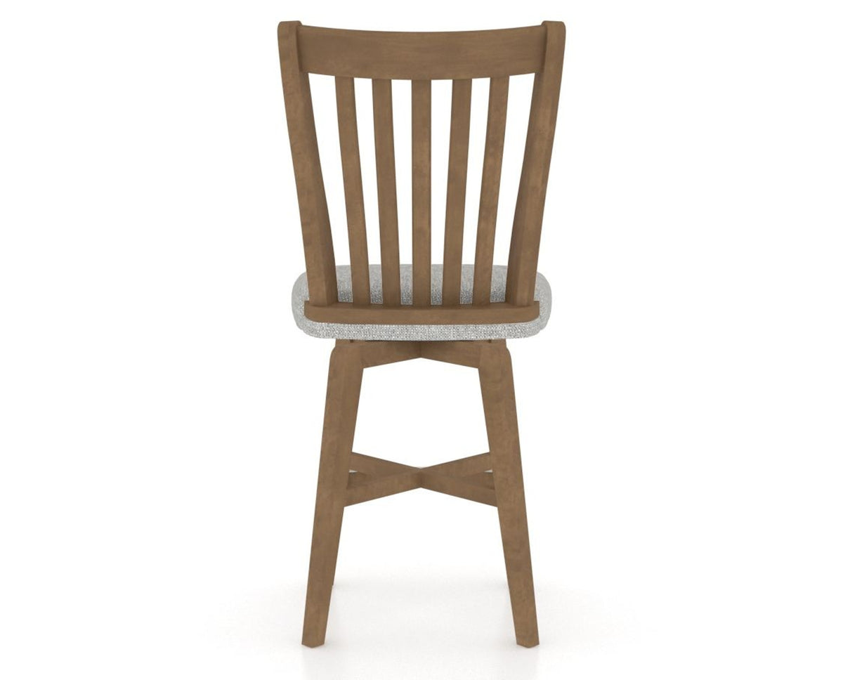 Canadel Swivel Counter Stool 7119 in 7C Fabric and 25 Pecan Washed, back view