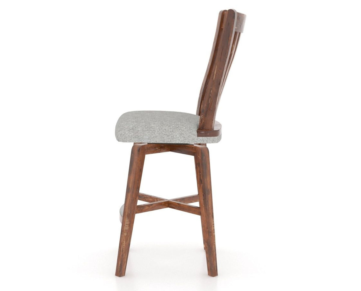 Canadel Champlain Swivel Counter Stool 7119 in 7C Fabric and 33 Spice Washed, side view