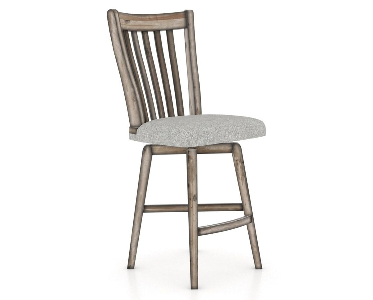 Canadel Champlain Swivel Counter Stool 7119 in 7C Fabric and 72 Heritage Nature, three-quarter view