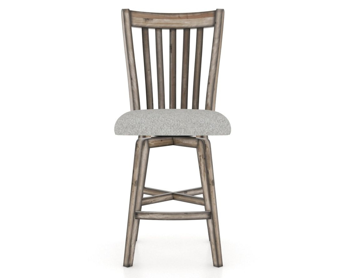Canadel Champlain Swivel Counter Stool 7119 in 7C Fabric and 72 Heritage Nature, front view