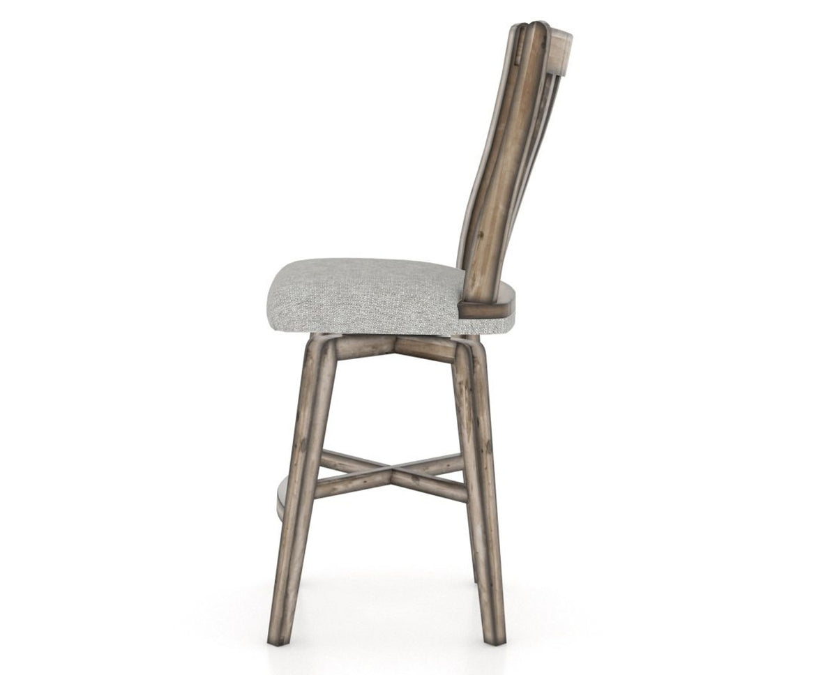Canadel Champlain Swivel Counter Stool 7119 in 7C Fabric and 72 Heritage Nature, side view