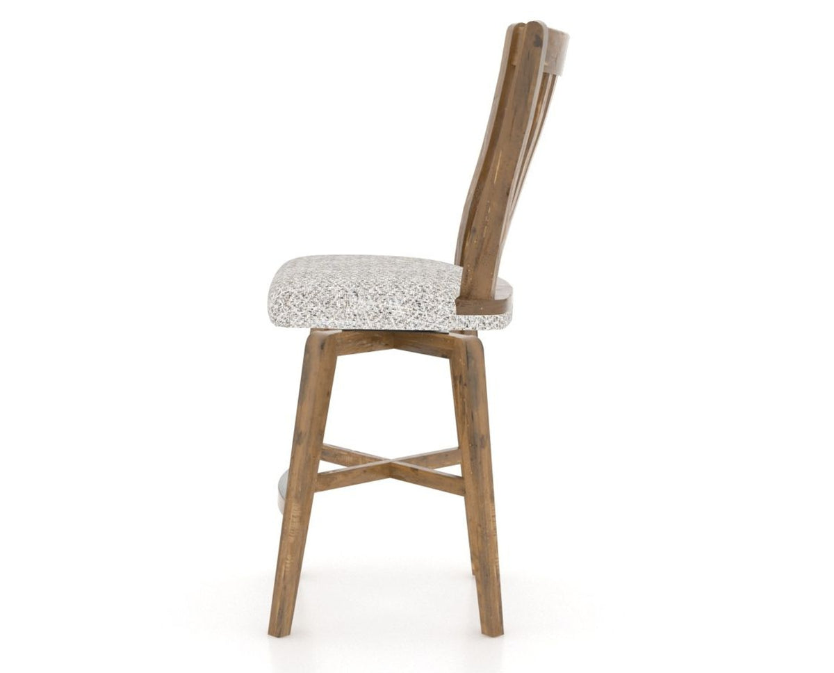 Canadel Champlain Swivel Counter Stool 7119 in FP Crypton® and 03 Oak Washed, side view