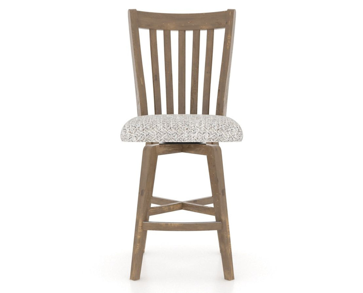 Canadel Champlain Swivel Counter Stool 7119 in FP Crypton® and 25 Pecan Washed, front view