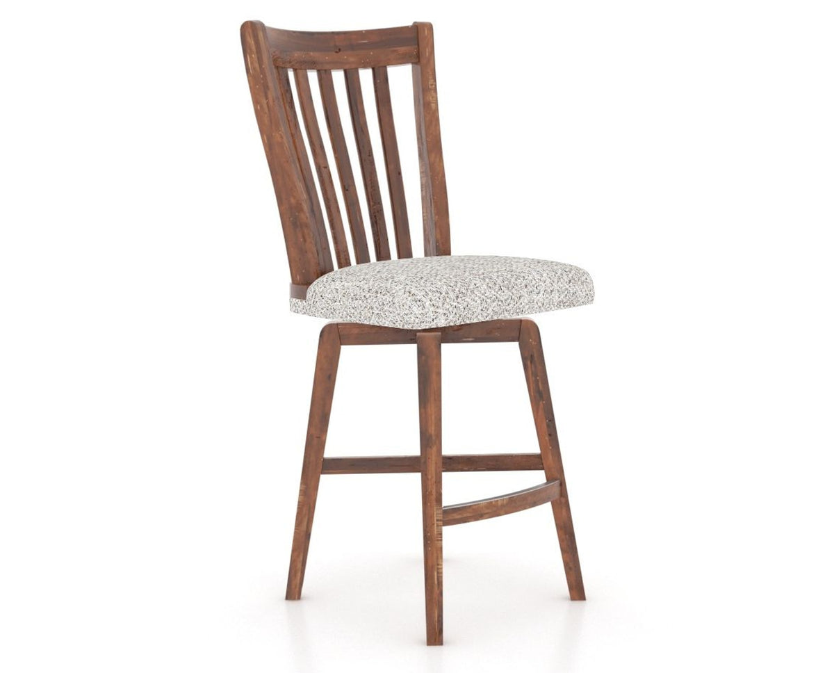Canadel Champlain Swivel Counter Stool 7119 in FP Crypton® and 33 Spice Washed, three-quarter view
