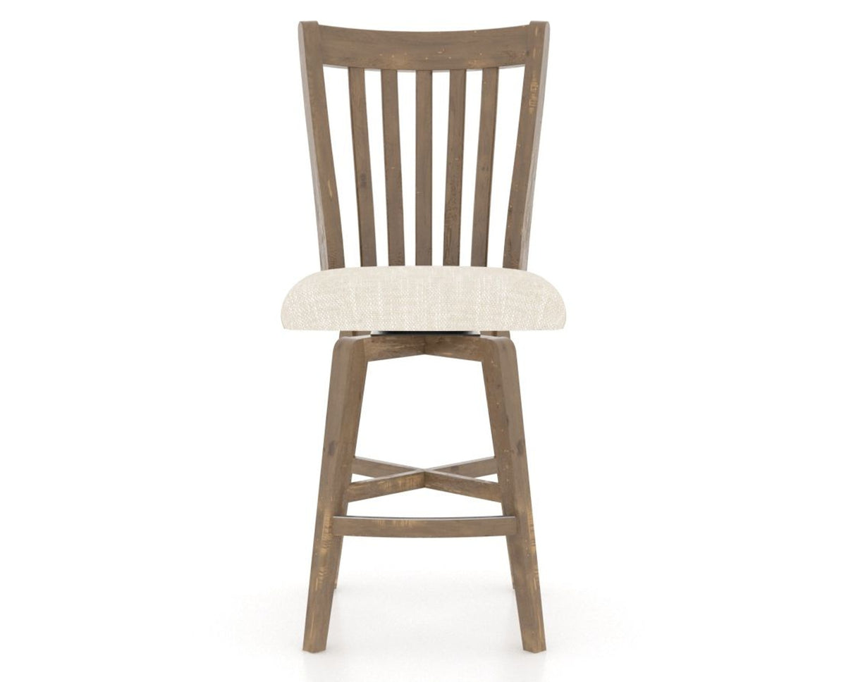 Canadel Champlain Swivel Counter Stool 7119 in FT InsideOut® and 25 Pecan Washed, front view