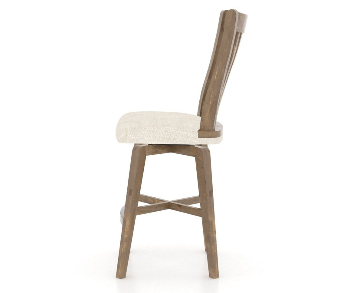 Canadel Champlain Swivel Counter Stool 7119 in FT InsideOut® and 25 Pecan Washed, side view
