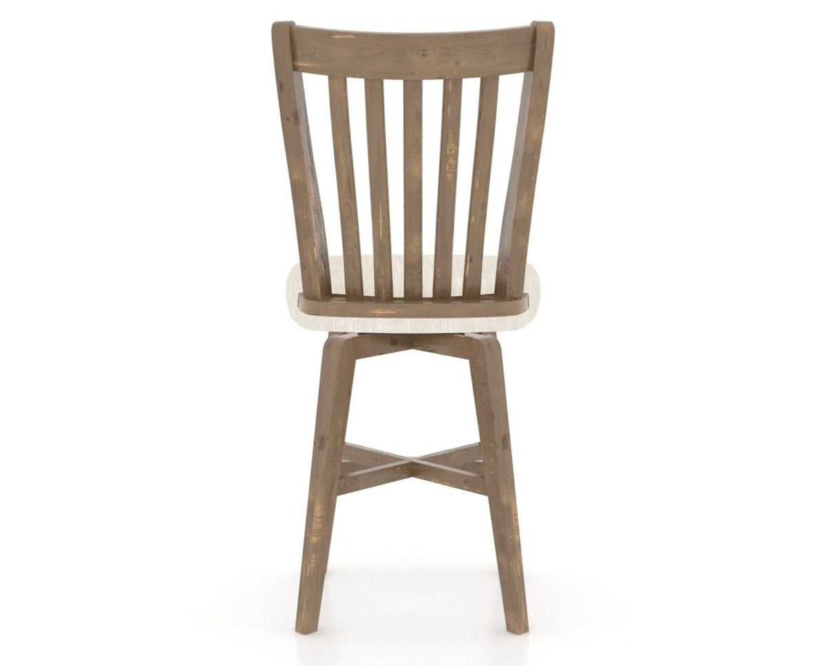 Canadel Champlain Swivel Counter Stool 7119 in FT InsideOut® and 25 Pecan Washed, back view