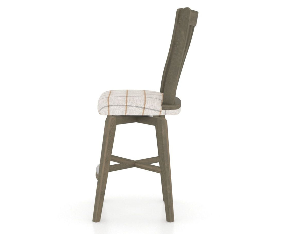 Canadel Swivel Counter Stool 7119 in OZ Fabric and 08 Shadow, side view