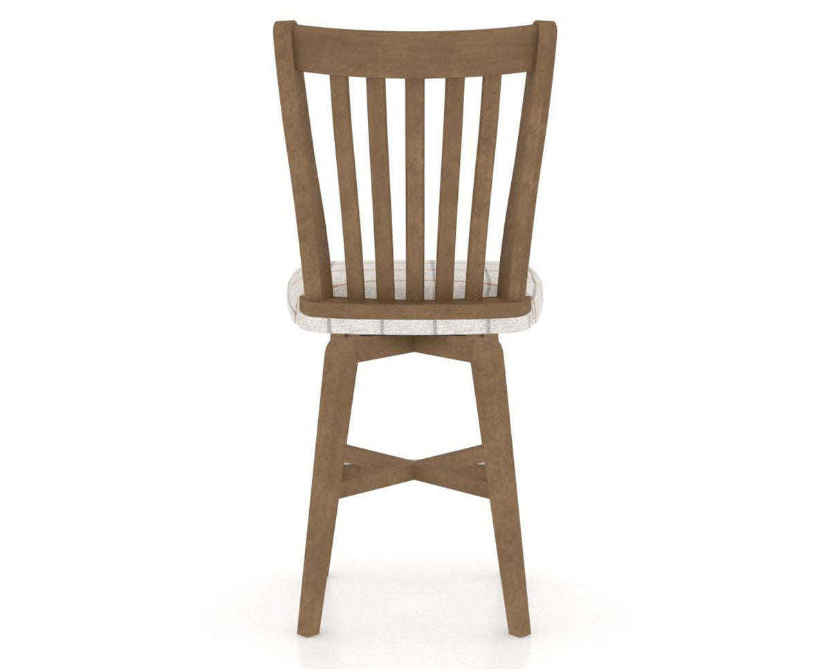 Canadel Swivel Counter Stool 7119 in OZ Fabric and 25 Pecan Washed, back view