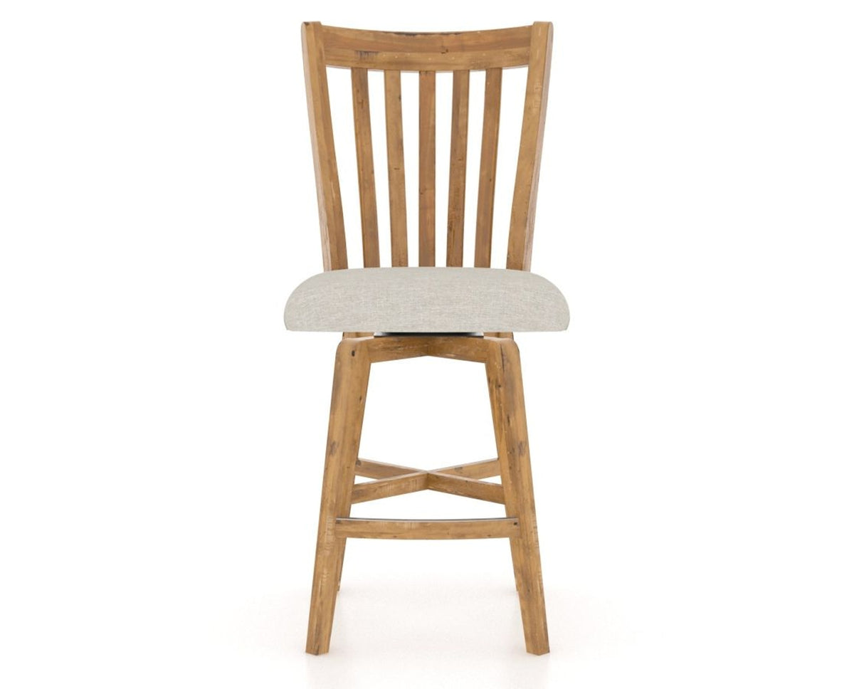 Canadel Champlain Swivel Counter Stool 7119 in TB Fabric and 01 Honey Washed, front view